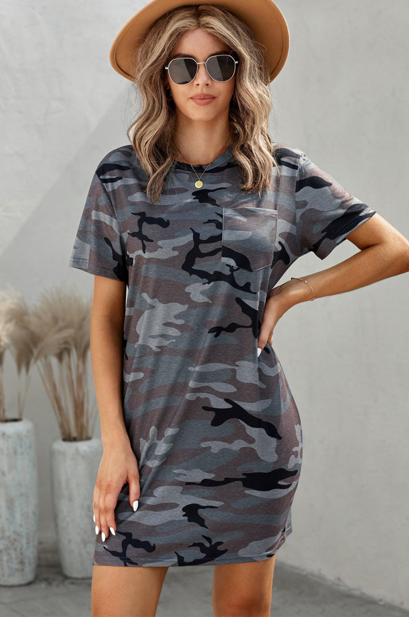 Camo Print T-Shirt Dress – Elite Boutique